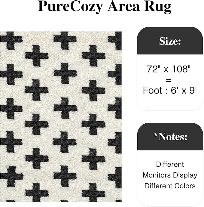 Black and White Rug 6x9 for Living Room, Super Soft Modern Shag Rug Washable Fluffy Rugs Indoor Fuzzy Carpet Non-Slip Fluffy Rugs for Bedroom Home Aesthetic Decor
