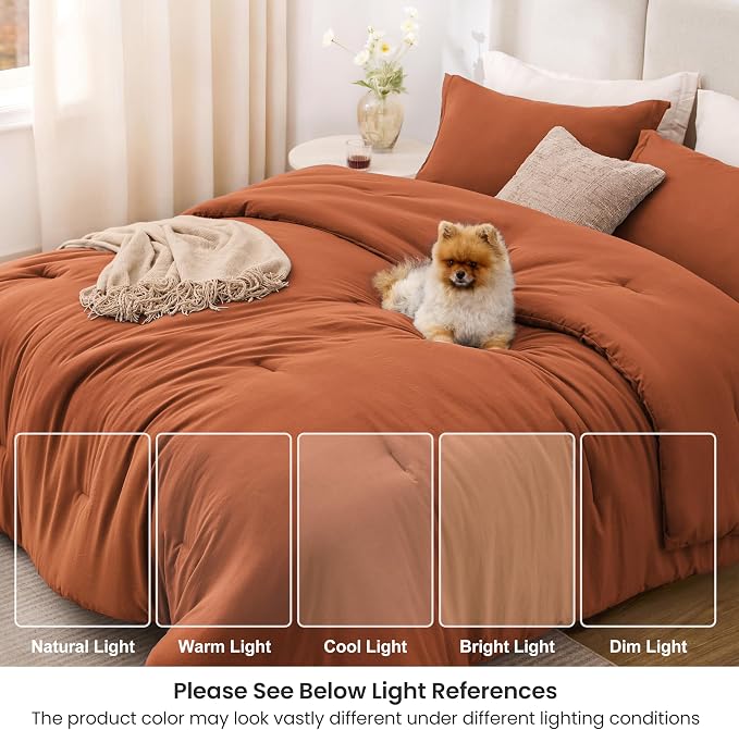 Love's cabin Terracotta Twin/Twin XL Comforter Set, 2-Piece Prewashed Bed Set with 1 Comforter (66 x 90 in) & 1 Pillowcase, Lightweight & Breathable for All Seasons | Soft