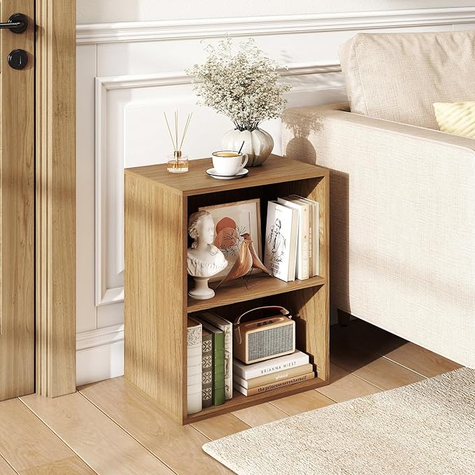 Giantex 2-Cube Bookshelf, 2-Layer Storage Shelf Bookcase w/Large-Capacity Open Storage Space for Living Room Bedroom Study Office, Multi-Functional Furniture Display Cabinet, Natural