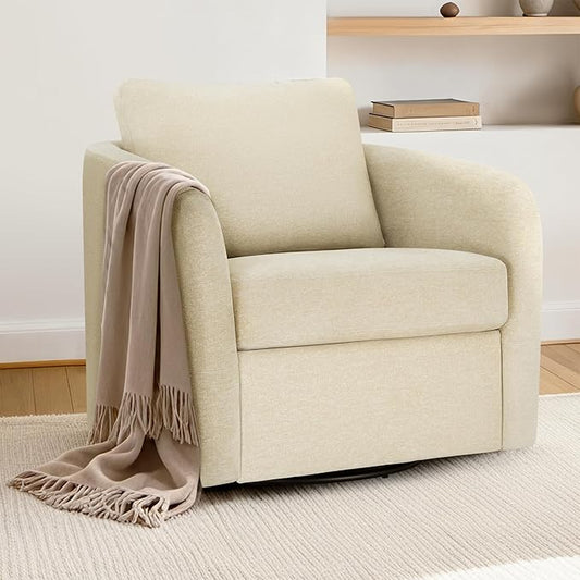 Swivel Accent Chair, Upholstered Barrel Chair with Washable Slipcover for Living Room Bedroom Reading Waitingroom,Sand