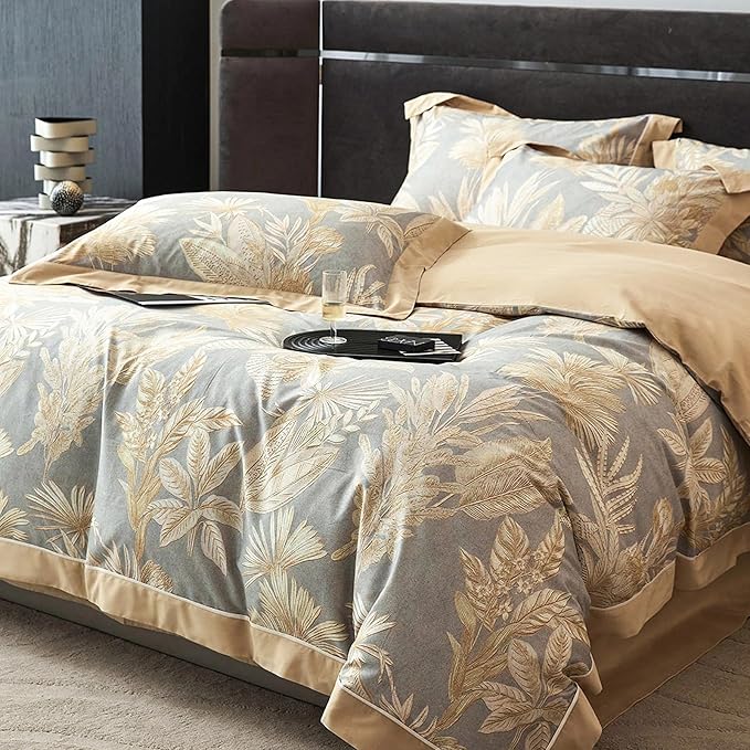 100% Cotton Duvet Cover King Size Set - Reversible Floral Botanical Design, Soft Breathable & Skin-Friendly Comfort for All Season, Includes 1 Patterned Duvet Cover 104"x90" + 2 Pillowcases