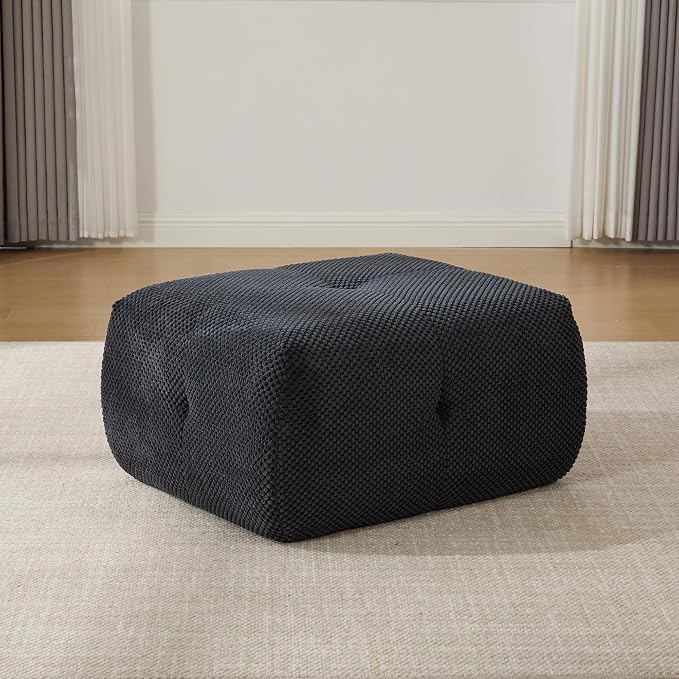 31" Minimalist Style Armless Accent Chair with Ottoman,Modern Boneless Deep Seat Single Sofa with Pillow,Comfortable Chaise Lounge,No Assembly Required for Apartment,Living Room,Charcoal
