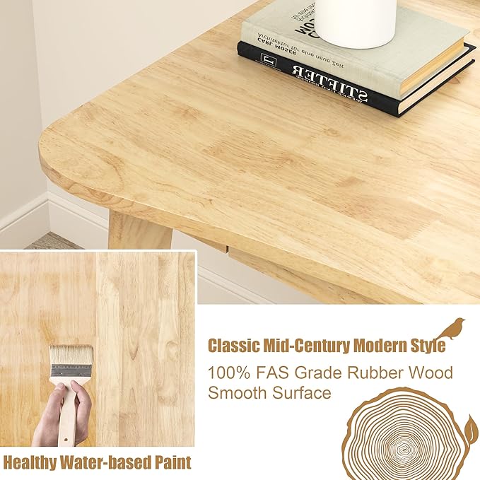 100% Solid Wood Desk with Drawers - 48 x 24 Inch Home Office Computer Desks, Modern Writing Desk with Drawers, Simple Study Table Makeup Vanity - Natural Boho Desks
