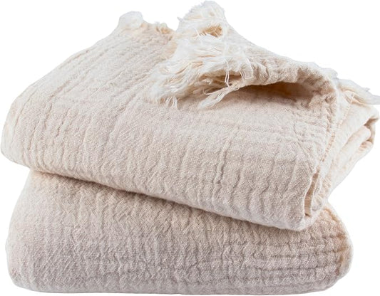 PÜSKÜL - Premium 2-Piece Oversized Muslin Bath Towel for Adult 35x70 Extra Large Bath Sheets | Natural 100% Turkish Cotton Soft Absorbent Quick-Dry Light Spa & Beach Towels (Pack of 2, Natural Raw)