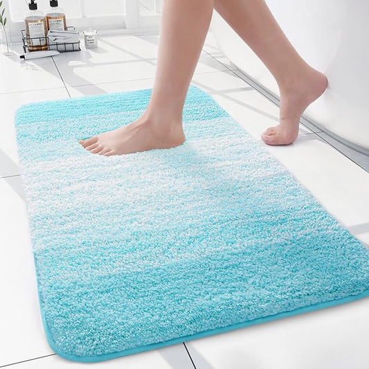 Arotive Microfiber Bathroom Rugs, Shaggy Soft and Absorbent Bath Rug, Non-Slip, Thick Plush Machine Washable Dry Bath Mats for Bathroom, Tub and Shower, 24x16, Sky Blue, Rectangular