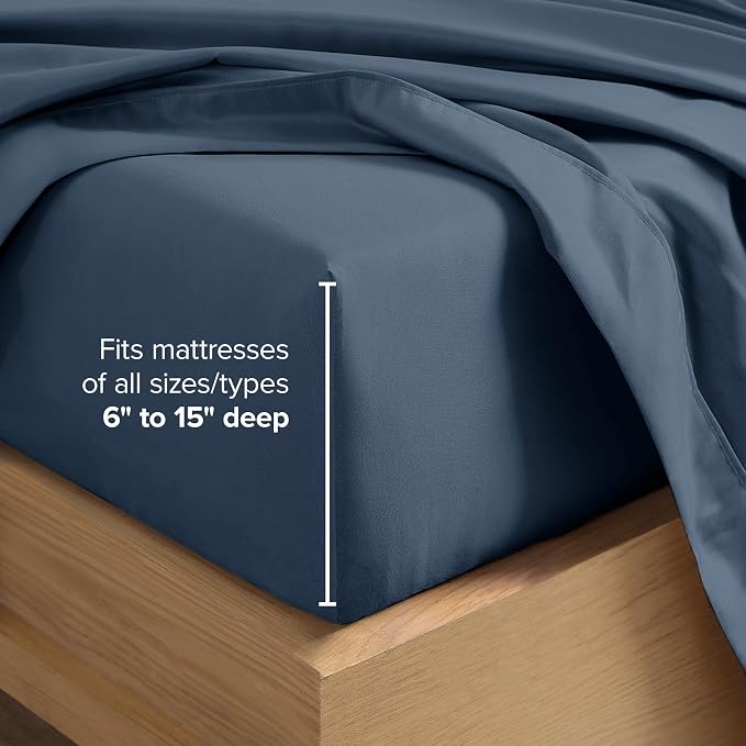 Bare Home Full Sheet Set - 1800 Ultra-Soft Microfiber Full Bed Sheets - Double Brushed - Deep Pockets - Easy Fit - 4 Piece Set - Bedding Sheets & Pillowcases (Full, Bering Sea)