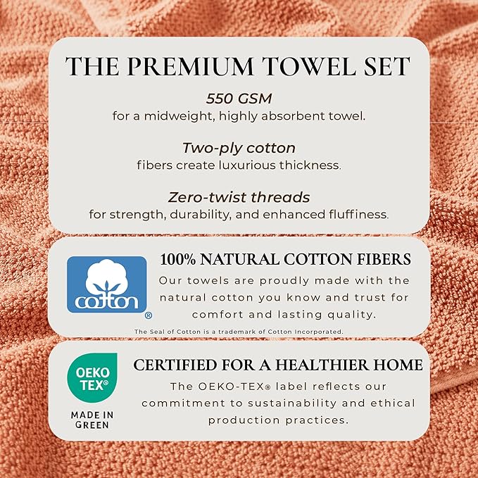 Great Bay Home 100% Cotton 12-Pack 13x13 Wash Cloth - Absorbent, Quick-Drying, Durable Face Towels for Bathroom Decor - Low-Twist, Two-Ply Fibers (Dusty Rose)
