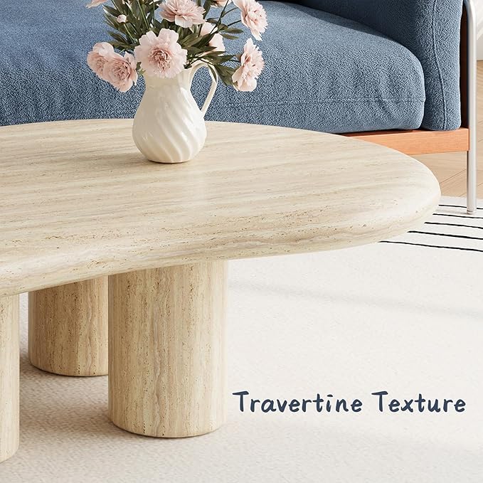 47.24" Cloud Coffee Table- Irregular Coffee Table Wood Modern Center Table with 4 Legs,Tea Table for Living Room Bedroom Apartment Farmhouse