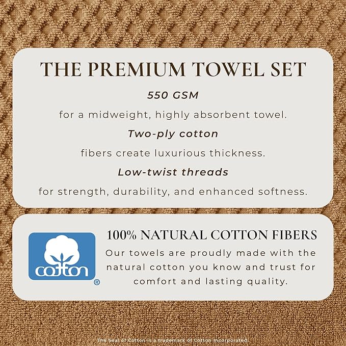 Great Bay Home Oversized Bath Sheets - 100% Cotton 2 Pack 68x35 Extra Large Towel - Absorbent, Durable, Quick-Dry Towels for Bathroom (Mocha)