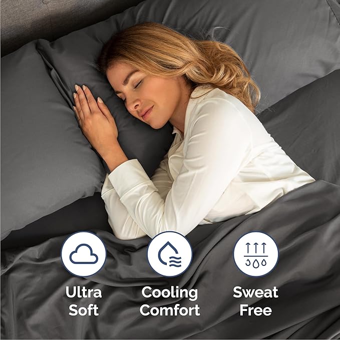 Cal King Size 4 Piece Sheet Set - Comfy Breathable & Cooling Sheets - Hotel Luxury Bed Sheets for Women & Men - Deep Pockets, Easy-Fit, Soft and Wrinkle Free Sheets - Charcoal Oeko-Tex Bed Sheet Set