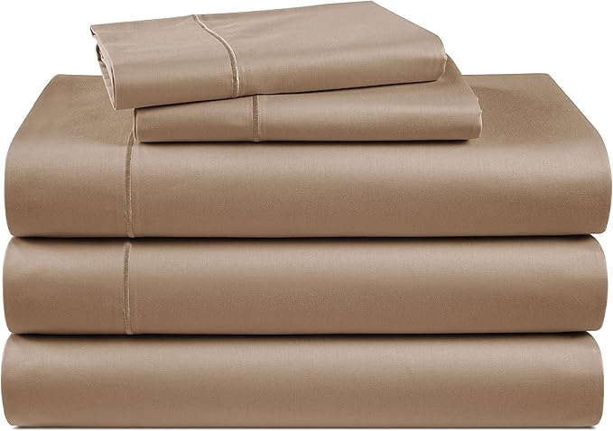LANE LINEN 100% Egyptian Cotton Split King Sheets for Adjustable Beds- Soft & Comfy Sateen Weave for Silky Finish, Cool Breathable Eco Friendly Sustainably Produced Bedding- Taupe