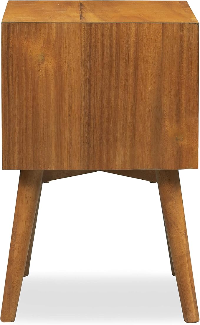 Poly & BARK Dorsey Nightstand - Mid-Century Modern Nightstand – Solid Wood Bedside Table with 2 Drawers, Acorn Walnut Finish, 23.5" Tall
