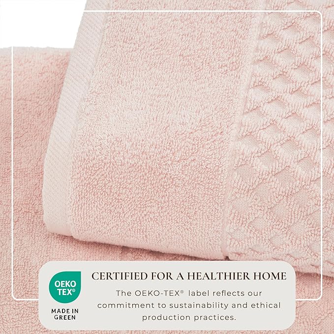 Great Bay Home Pink Hand Towel - 100% Cotton - Absorbent, Durable, Quick-Dry Bathroom Hand Towels (Pink, 26" x 16")