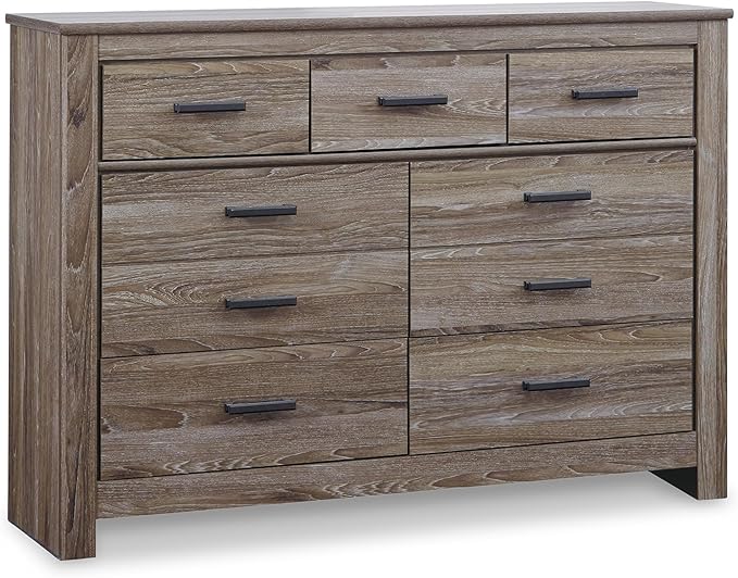 Signature Design by Ashley Zelen Rustic Contemporary 7 Drawer Dresser, Warm Gray