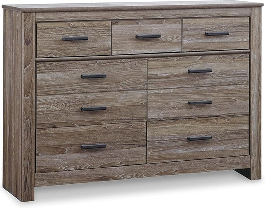 Signature Design by Ashley Zelen Rustic Contemporary 7 Drawer Dresser, Warm Gray