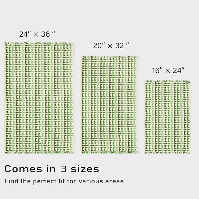 Douceur Boho Bath mat for Bathroom Floor Non Slip, Acrylic Blend Cute Bath Mats with Tassels, Quick Dry Bath mats Machine Washable, 16" x 24", Green