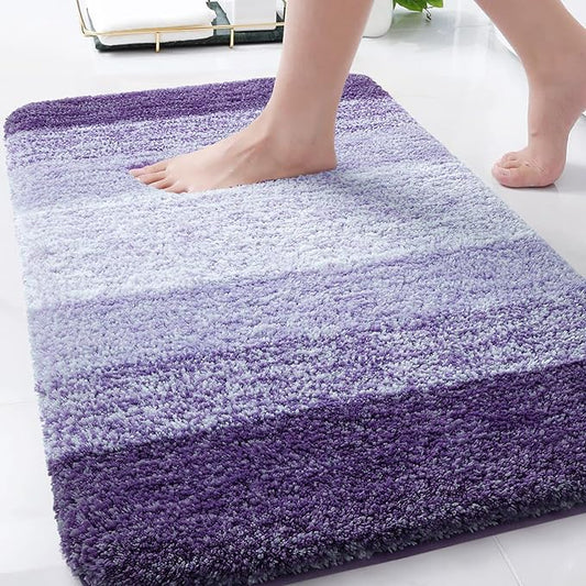 Arotive Microfiber Bathroom Rugs, Shaggy Soft and Absorbent Bath Rug, Non-Slip, Thick Plush Machine Washable Dry Bath Mats for Bathroom, Tub and Shower, 34x21, Dark Purple, Rectangular