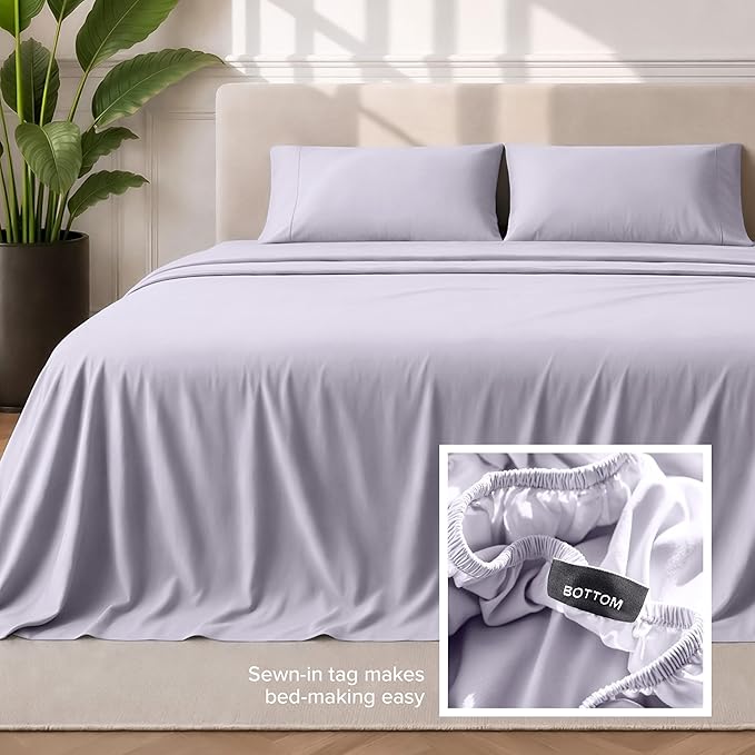 Bare Home California King Sheet Set - 1800 Ultra-Soft Microfiber Cal King Bed Sheets - Double Brushed - Deep Pockets - Easy Fit - 4 Piece Set - Bed Sheets (California King, Light Lavender)