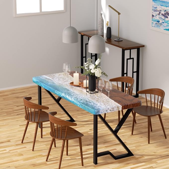 Upgraded Metal Desk Legs, 28 Inch x 24 Inch, 2 Tier Heavy Duty with Foot Rest, K-Shape Black Dining Table Legs (Set of 2)