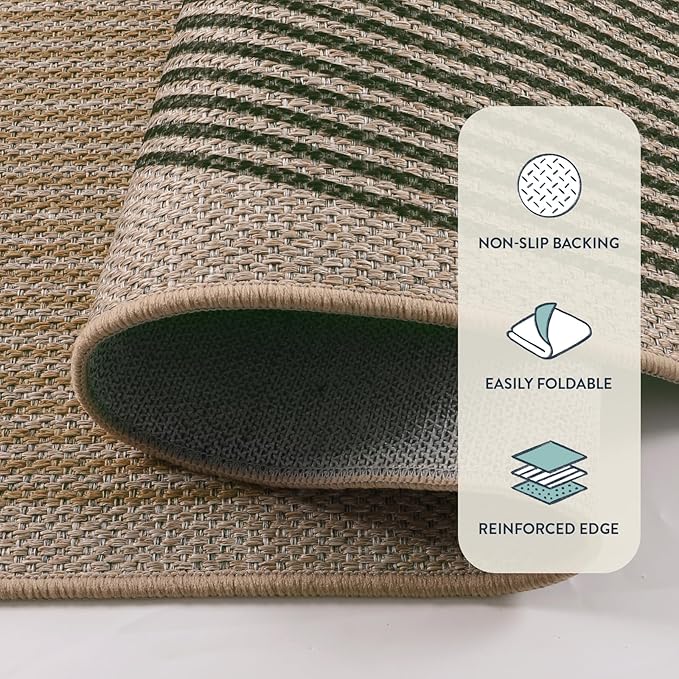 Lahome Enfys Modern Rainbow Easy Jute Rug, 4x6 Washable Rugs for Entryway Office Farmhouse Kitchen Mats for Floor, Contemporary Non Slip Floor Carpet for Backyard Sunroom Living Room Bedroom