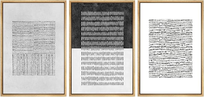 SIGNWIN Framed Canvas Print Wall Art Set Mid-Century Geometric Block Abstract Shapes Cozy Neutral Modern Art Decorative Boho Relax/Zen Nordic for Living Room, Bedroom, Office - 16"x24"x3 Natural