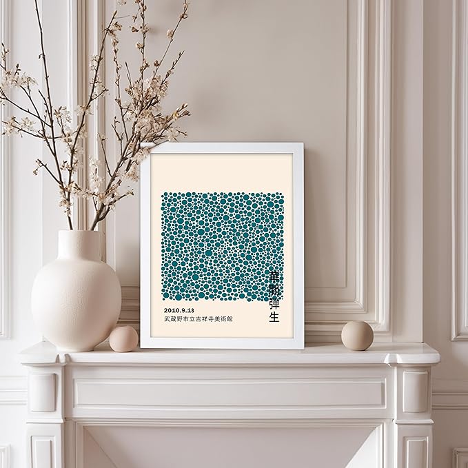 Poster Master Vintage Poster - Retro Pop Art Print - Gift for Artist, Friend - Infinity Dots, Japanese, Polka, Modern, Abstract - Wall Decor for Home, Office, 8x10 White Framed