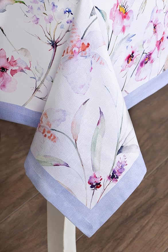 Maison d' Hermine Table Cloth Square Table 100% Cotton 54 x 54 Inches Tablecloth Reusable Decorative for Dining Room Farmhouse Home Valentines Day Decorations Spring Summer - Summer Floral