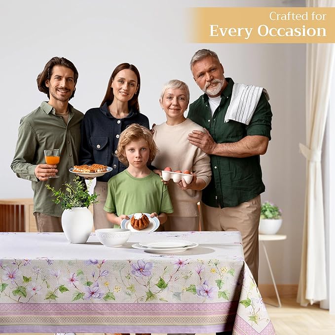 Maison d' Hermine Table Cloth Rectangle Table 100% Cotton 70 x 120 Inches Tablecloth Reusable Decorative for Dining Room Farmhouse Home Valentines Day Decorations Spring Summer - Magnolia Mornings