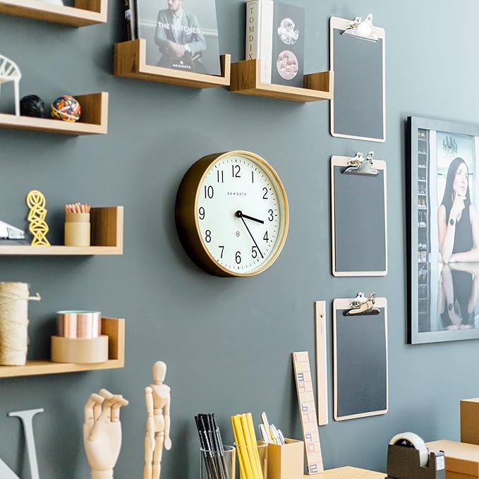 NEWGATE® Master Edwards wall Clock | Mid-Century Style Clock | 12 inch | Deep Metal case with Brass/Gold Finish | Modern Retro Design for Kitchen, Living Room or Office