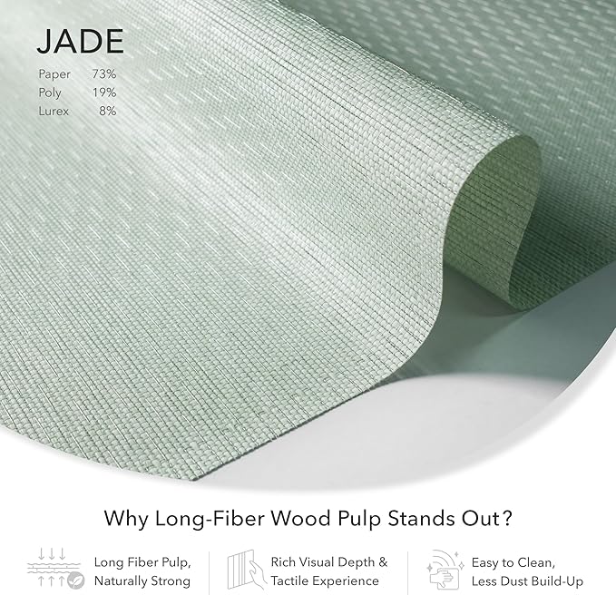 GoDear Design Adjustable Sliding Panel Track Sliding Glass Door Blinds 45.8"- 86" W x 96" H, Extendable Vertical Blinds for Patio Doors, Green Shimmering Trimmable Woven Fabric Panel, Semi-Sheer, Jade
