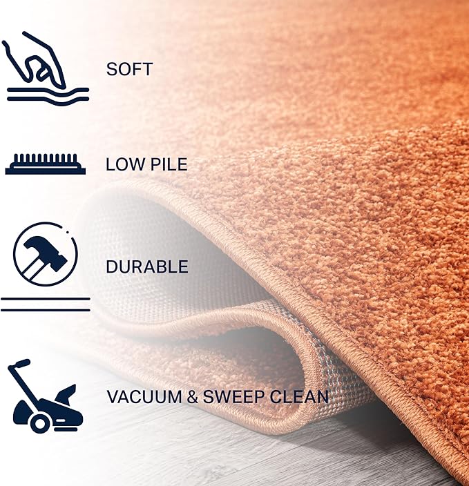 JONATHAN Y Haze Solid Low-Pile Orange 4' Round Indoor Area Rug, Coastal,Bohemian,Minimalist,Classic, Easy-Cleaning for Living Room,Bedroom,Kitchen,Pet Friendly,Non-Shedding (SEU100M-4R)