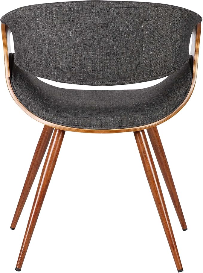 Armen Living Butterfly Mid-Century Dining Chair in Walnut Finish and Charcoal Fabric - Set of 4