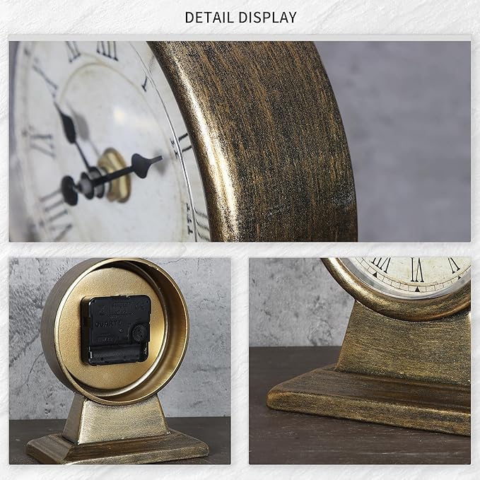 Decor Clock, 6.7 inch Super Silent Non Ticking Small Clock with Night Quietness, Battery Operated, Simple Design, Old Fashioned Style Ideal Decor, for Bedroom, Bedside, Desk, Adult