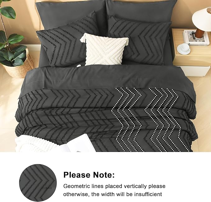 Litanika Dark Grey King Size Comforter Set with Sheets - 7 Pieces Bed in a Bag King Tufted Complete Bedding Sets with Comforter, Sheets, Pillowcases & Shams