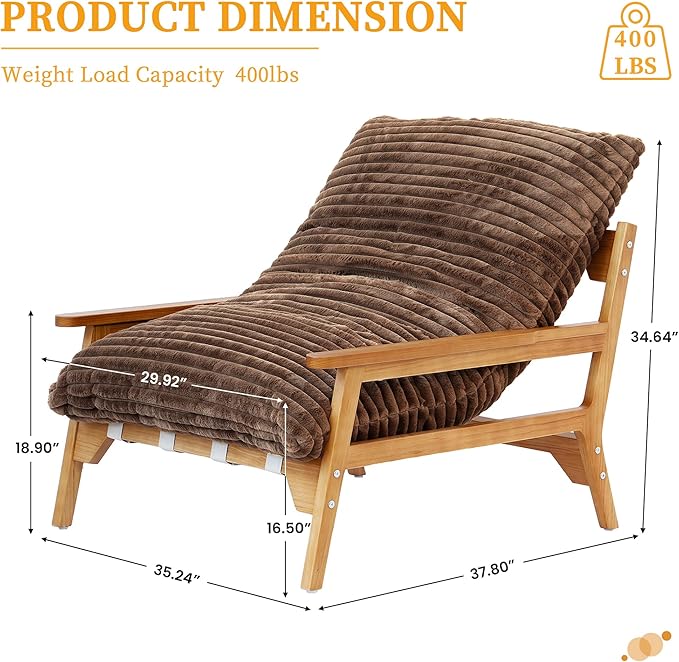 WJShome Accent Chairs for Living Room,Bean Bag Chair for Adults，Comfy Recliner Reading Accent Armrest Chair, Couch with Rabbit Style Fur Upholstered for Reading Bedroom, Brown