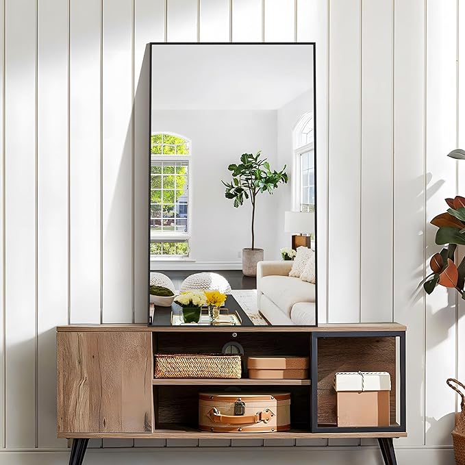 KOCUUY Bathroom Mirror, 24x40 Inch Black Mirror with Aluminum Metal Frame, Black Vanity Wall Mirror Modern Home Decor for Bathroom, Living Room, Farmhouse and Entryway, Hang Horizontal/Vertical