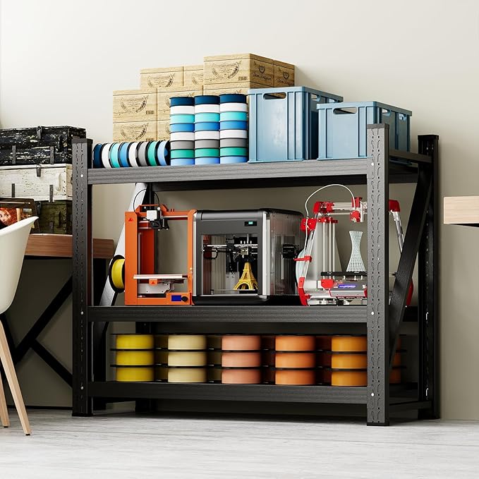 3000LBS Storage Shelves,Garage Shelving Heavy Duty,3 Tier Adjustable Metal Shelving Unit,Garage Storage Shelves for Garage,Warehouse,Basement,Pantry,Kitchen,36" W x 32" Hx20 D,Black
