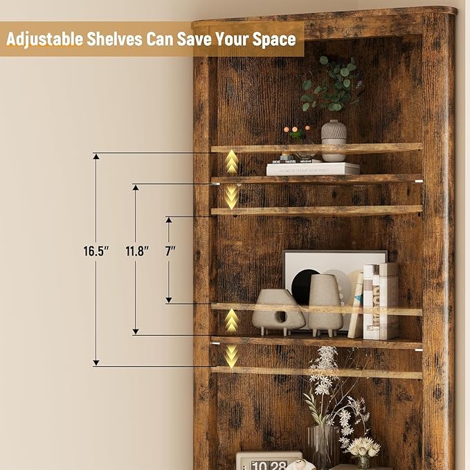 69'' Tall Narrow Storage Cabinet with Adjustable Shelf and Door, Bathroom Storage Cabinet, Space Saver for Bathroom, Kitchen, Living Room, Dark Brown