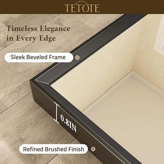 TETOTE Black Bathroom Mirror 16" x 20" Matte Black Rectangle Beveled Framed Bathroom Vanity Mirror for Over Sink, Tempered Glass, Shatterproof, Stronger Frame, Modern Farmhouse Bedroom, Entryway