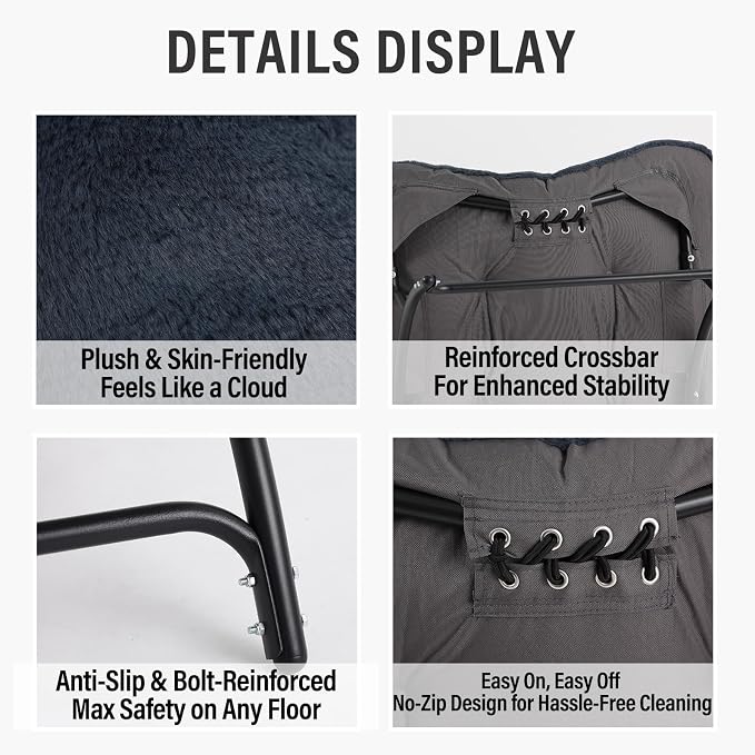 Tiita Accent Lazy Chair with Ottoman, Comfy Lounge Chair with Metal Frame and Plush Fabric, Thick Cushion Seated Cozy Recliner Chair for Reading Room, Living Room, Bedroom, Office, Dark Gray