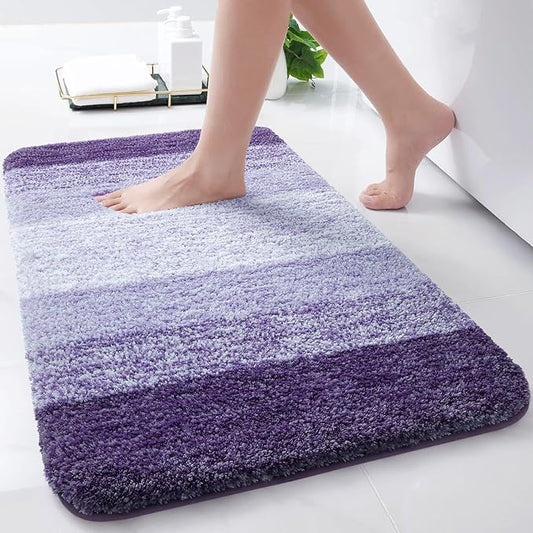 Arotive Microfiber Bathroom Rugs, Shaggy Soft and Absorbent Bath Rug, Non-Slip, Thick Plush Machine Washable Dry Bath Mats for Bathroom, Tub and Shower, 30x17, Dark Purple, Rectangular