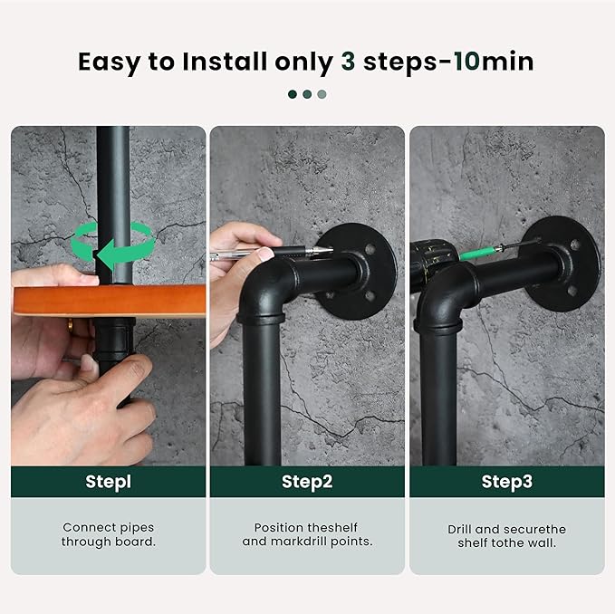 HDDFER Bathroom Floating Shelves for Wall - Industrial Pipe Shelving Shelves Wall Mounted Shelf Over Toilet Farmhouse Home Decor Display Bookshelf 48 in