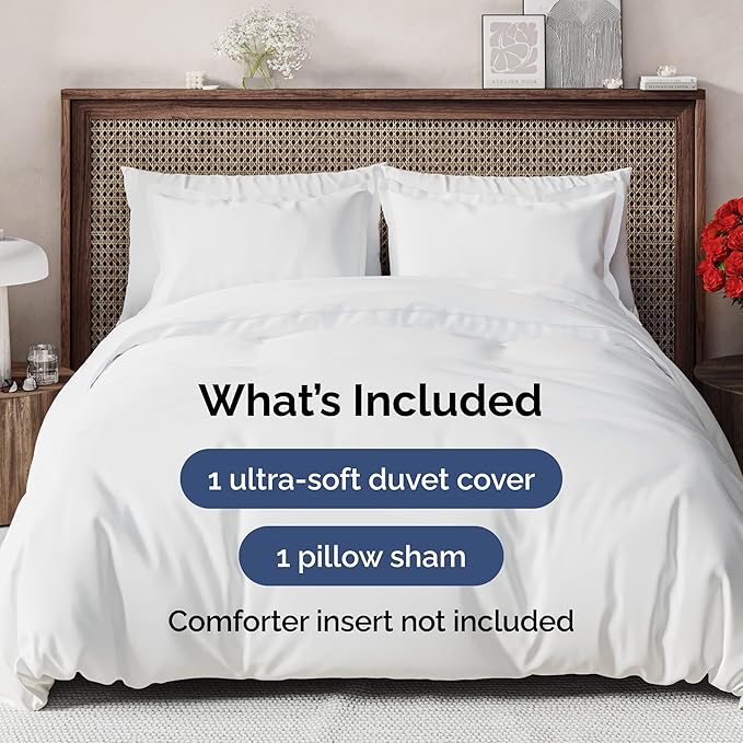 Duvet Cover Twin/Twin XL Size - Extra Soft Twin/Twin XL Size Duvet Cover - Lightweight & Breathable & Fade Free with Zipper Closures and Ties - 68" x 90" Inches - (White) Comforter Not Included