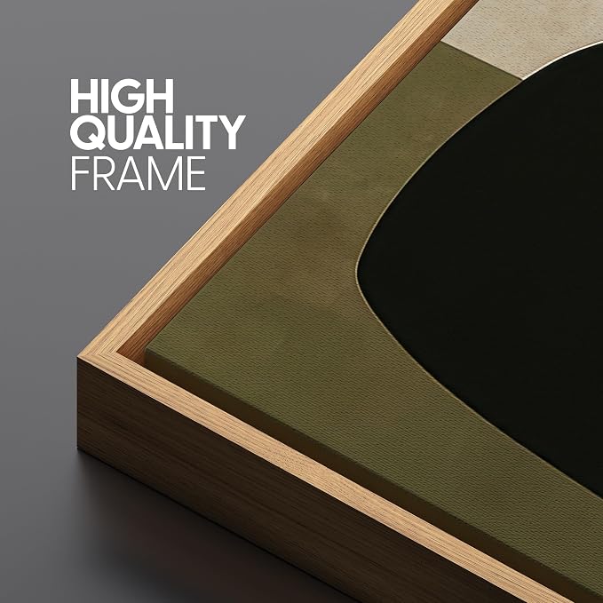 SIGNLEADER Framed Canvas Print Wall Art Modern Geometric Balance in Olive and Black Abstract Illustration Modern Art Decorative Zen for Living Room, Bedroom, Office - 16"x24" NATURAL
