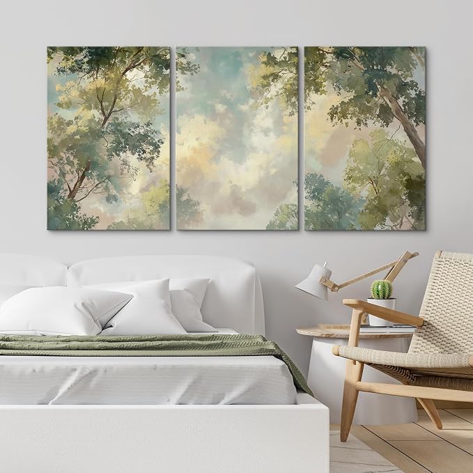 wall26 Canvas Print Wall Art Set Soft Pastel Sky and Tree Canopy Abstract Nature Decorative Minimal Relax/Zen for Living Room, Bedroom, Office - 16"x24" x 3