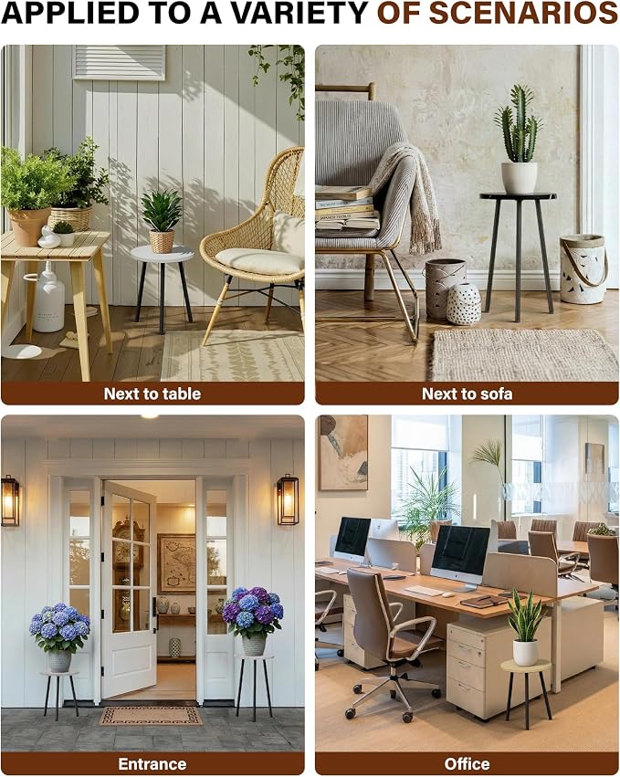 Plant Stand Indoor Tall: Corner Wood Plant Stand 2 Pack Mid Century Modern Decor - Small Round Plant Table for Indoor Plants - Outdoor Plant Holder for Patio Living Room Office (Burlywood)