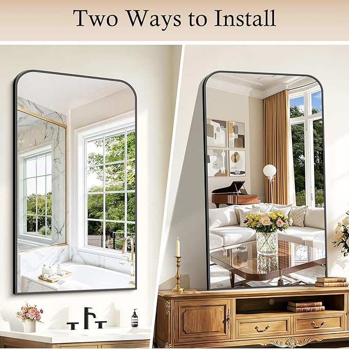 Bathroom Mirror, 30x50 inch Black Rectangle Wall Mounted Mirror with Thin Frame, Bathroom Vanity Mirrors for Over Sink, Entryway, Living Room, Bedroom