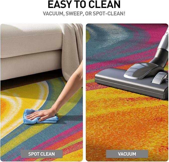 Rugshop Modern Contemporary Waves Non-Slip (Non-Skid) Area Rug 5 X 7 (5' 3" X 7' 3") Multi