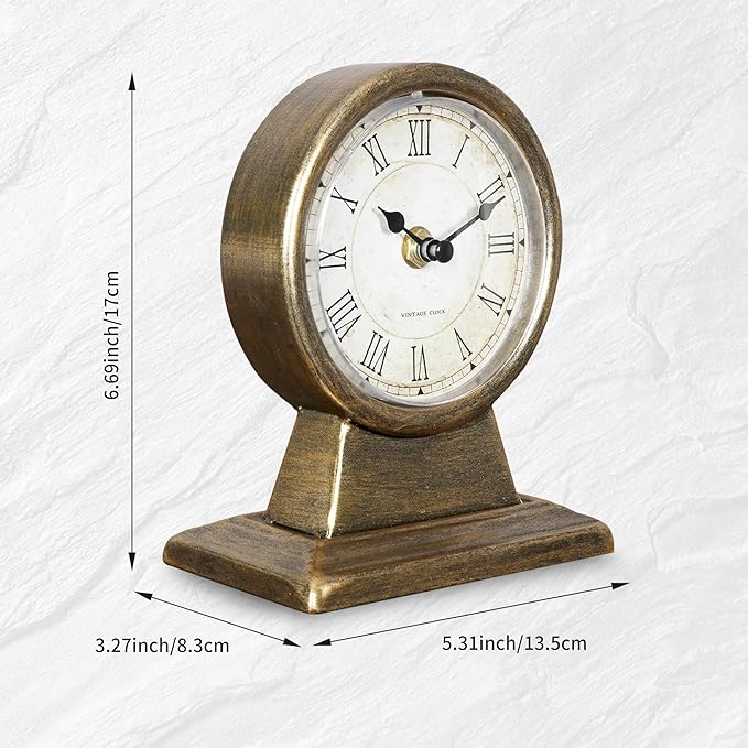 Decor Clock, 6.7 inch Super Silent Non Ticking Small Clock with Night Quietness, Battery Operated, Simple Design, Old Fashioned Style Ideal Decor, for Bedroom, Bedside, Desk, Adult