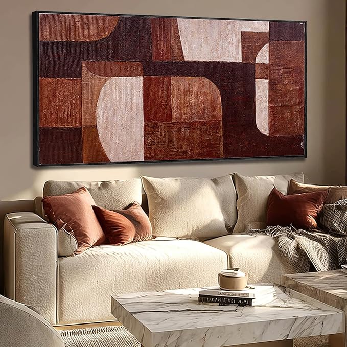 SOUGUAN Abstract Wood Wall Decor Modern Photo Prints Geometric Canvas Art 24"x48" Dining Room Pictures Wall Artwork for Bedroom Office